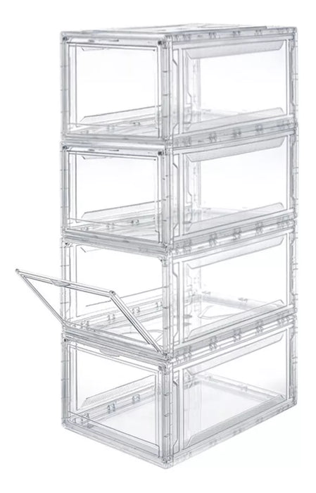 AG BOX ZAPATERAS APILABLES PREMIUM TRANSPARENTES 4PACK GRADO B