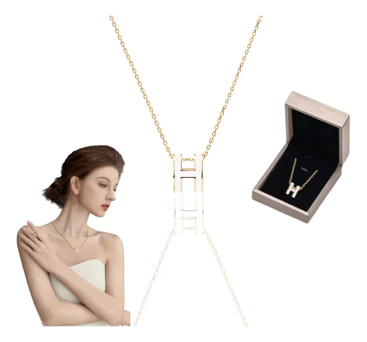 COLLAR DIJE LETRA INICIAL PLATA 925 BAÑO ORO LUZIO MUJER BLANCO GRADO B