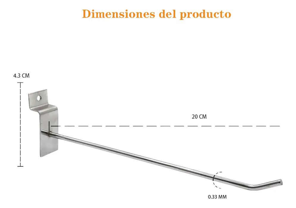 GANCHO BLISTER PANEL RANURADO EXHIBIPANEL 20CM 50 PIEZAS GANCHO BLISTERS