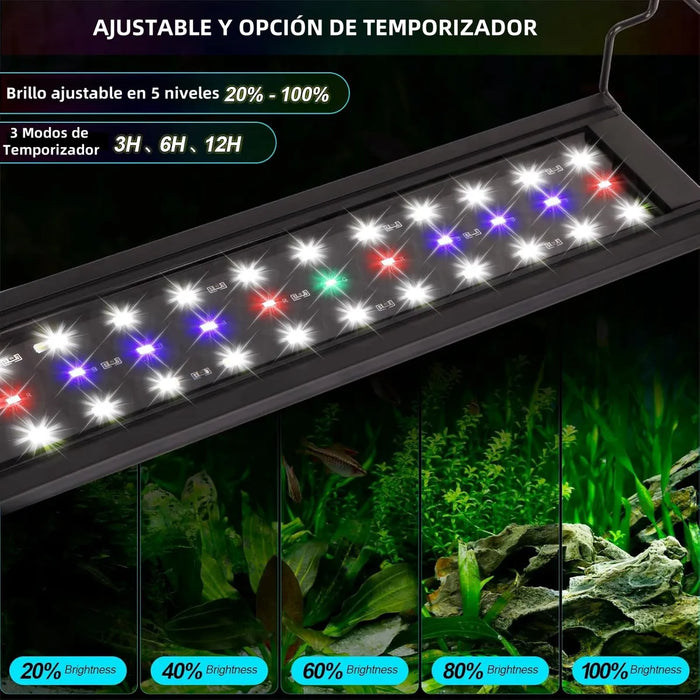 Lámpara Para Pecera Acuarios 60-80cm Led Wrgb Color Ajuste GRADO B