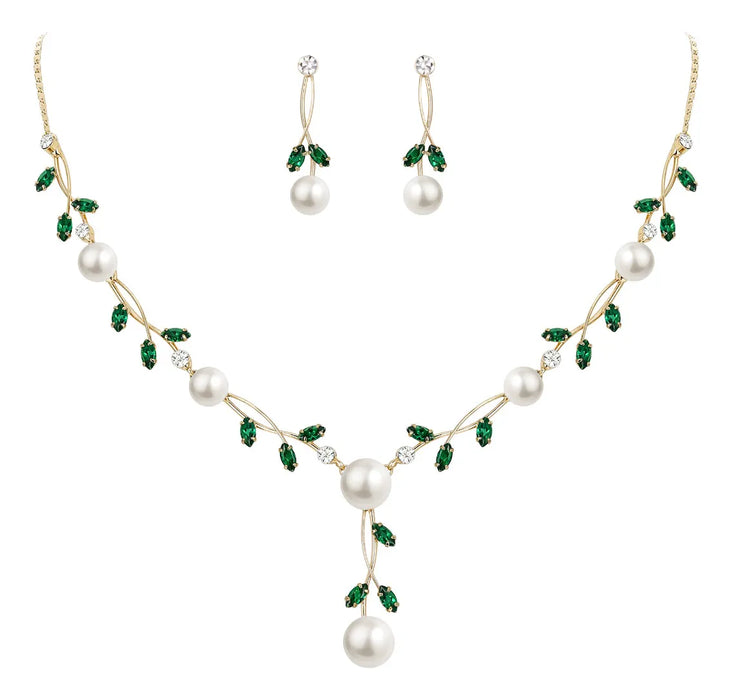 Ever Faith Conjunto Joya Precioso Collar Aretes Dije Perla GRADO B