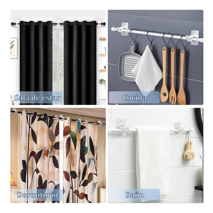 2pcs Soportes Barra Cortina Adhesivos Cortinas Sin Taladro 3586