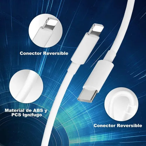 Cable De Carga RÃ¡pida Tipo C Para iPhone 11 12 13 14 iPad 2m 10225