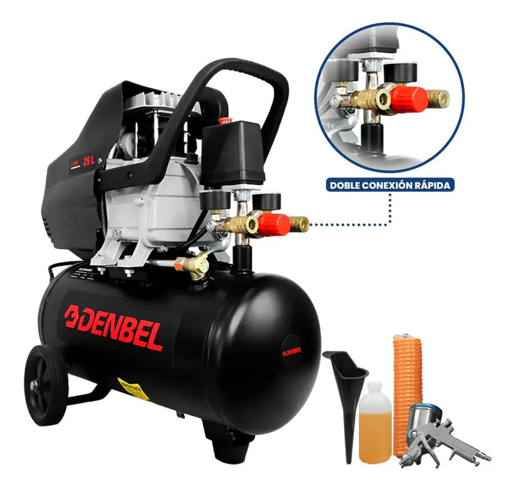 COMPRESOR DE AIRE ELÉCTRICO CON PISTOLA DE GRAVEDAD NEGRO 60 HZ GRADO B