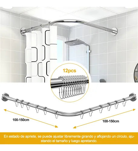 tubo cortinero para baño en escuadra barra de ducha 100-150 cm GRADO B