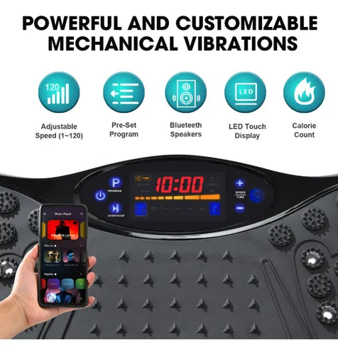 Plataforma Vibratoria Para Adelgazar Con Bandas Máquina Entrenamiento En Casa, Con Altavoz Bluetooth GRADO B