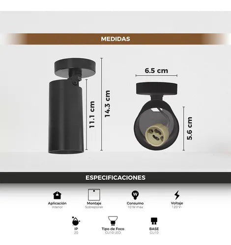 LAMPARAS LED DE TECHO SOBREPONER DE TECHO DIRIGIBLE GRADO B