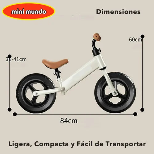Bicicleta De Equilibrio Entrenadora Sin Pedales para Niños Ruedas de 11 Pulgadas Color Blanco Mini Mundo DWZ-122003 GRDO B