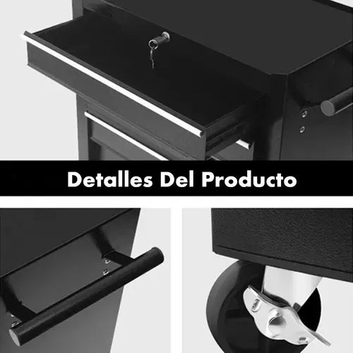 Gabinete Móvil Herramientas Metálico 4 Gavetas, Color Negro GRADO B