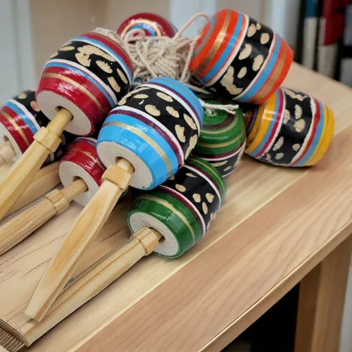 SET 12 BALEROS JUGUETE MEXICANO ARTESANAL MADERA FIESTAS