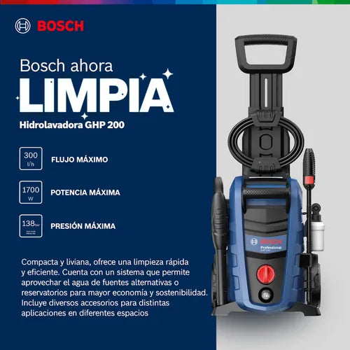 Hidrolavadora Ghp 200 138bar Color Azul Frecuencia 300(l/h) Bosch GRADO B