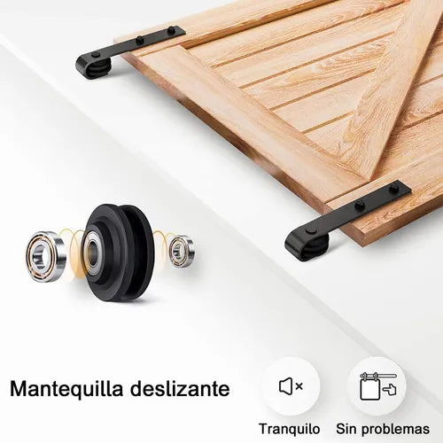 Herraje Riel Para Puertas Dobles Correderas De Granero 2.44m GRADO B