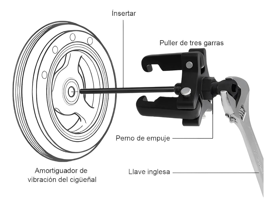 Extractor Polea Coche Cigüeñal Amortiguador 3 Mandibulas GRADO B