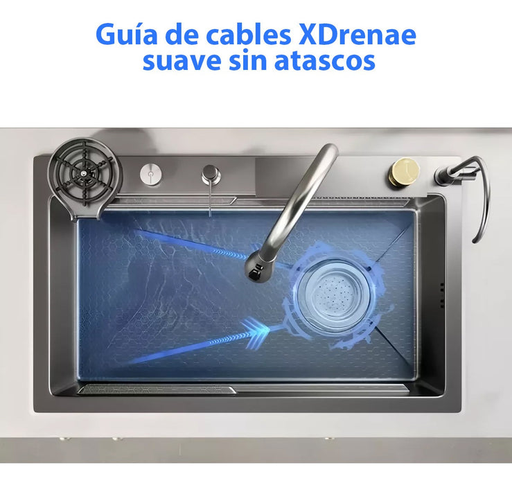 Fregadero De Organizadores Cocina Tarja De Acero Inoxidable Bokoptyr 80*45*22cm Duradero Elegante Y De Alta Gama Adecuado Para Múltiples Escenarios Gris Oscuro GRADO B