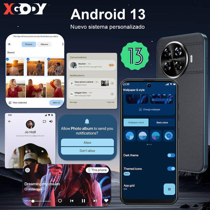 Smartphone Xgody V80h, Doble Sim, Negro, Memoria Interna De 6 Gb, 128 Gb De Ram, 4g/lte, Mediatek Mt6739, Pantalla De 6,52 Pulgadas, Android 10, Juegos, Resistente. GRADO B