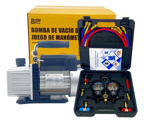 Bomba De Vacío Benzhijia 5cfm 1/3hp 110v + Kit De Manómetro