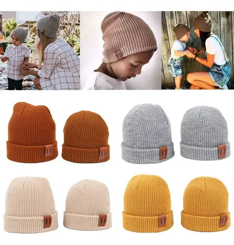 Otoño E Invierno Niños Niñas Gorro De Punto Adulto Gorrito COLOR AMARILLO