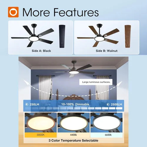 Ventilador De Techo Con Luz Y Control Remoto 42 Pulgadas GRADO B