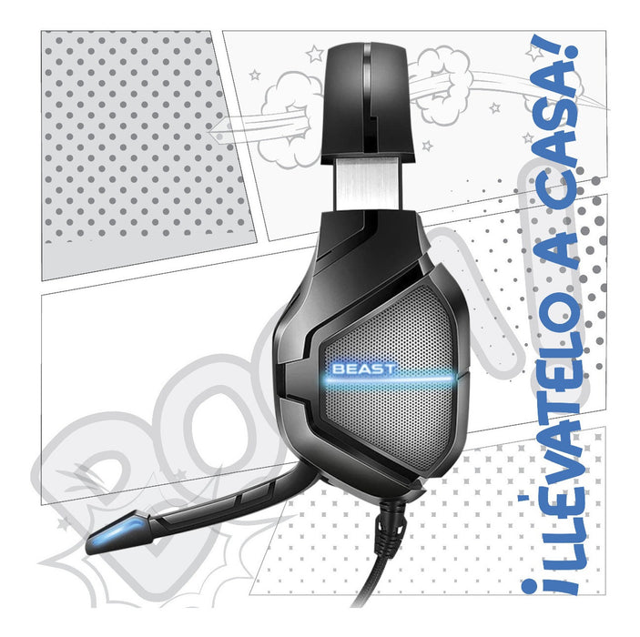 Audífonos Gaming Headset Micrófono Flexible Led Beast Color Negro GRADO A
