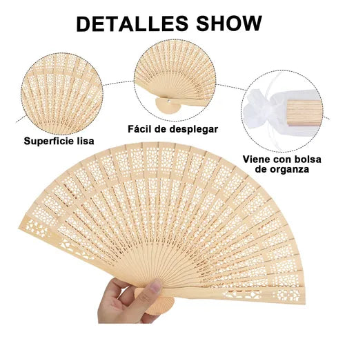 50 Abanicos De Madera Eventos Boda Fiesta Mayoreo Económico Grado B