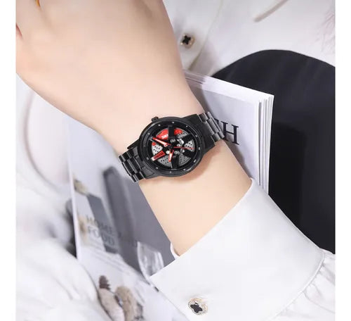 RELOJ YAZOLE RIN DE AUTO DEPORTIVO GIRATORIO ACERO INOX