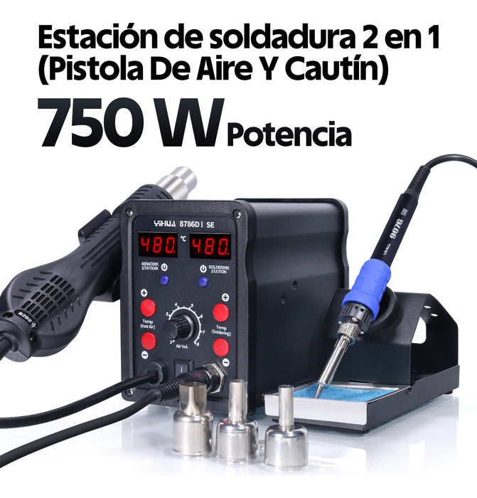 Estación Soldadura Yihua 750w Pistola De Calor 2 En 1 GRADO B