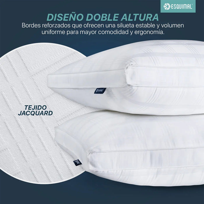 PAQUETE DE 2 ALMOHADAS INDI-QUEEN SIZE, 100% ALGODÓN ESQUIMAL, 300 HILOS, RELLENO TIPO DOWN, FRESCA, TRANSPIRABLE Y NATURAL. BLANCO GRADO A