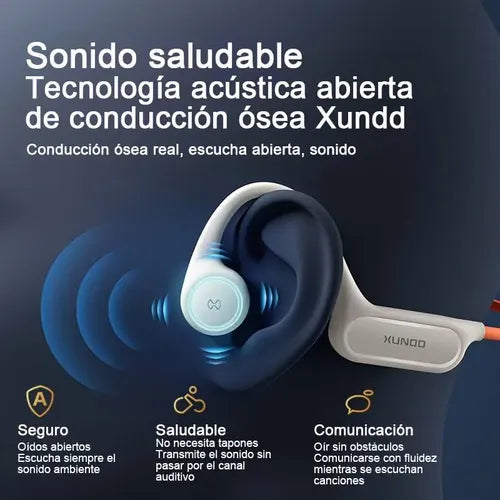 AUDÍFONOS CONDUCCIÓN Ã?SEA XUNDD B010 BLUETOOTH IP68 NATACION NARANJA / 32GB SD