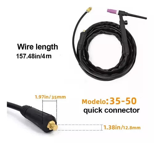 Antorcha Tig 26v 35-50mmÂ² 4m 1/2 Conector RÃ¡pido Grado B