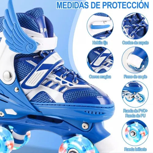 Patines de Cuatro Ruedas Línea Paralelos Ajustables TALLA 39-42  2 EN 1 GRADO B