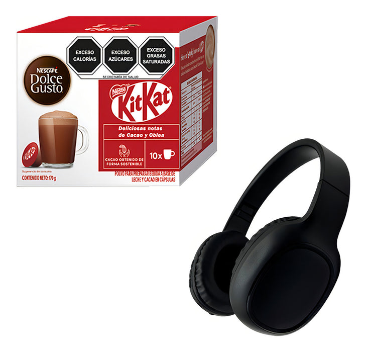 Cafetera Krups Dolce Gusto Con Audi­fonos Y Capsulas Kit Kat Negro GRADO B