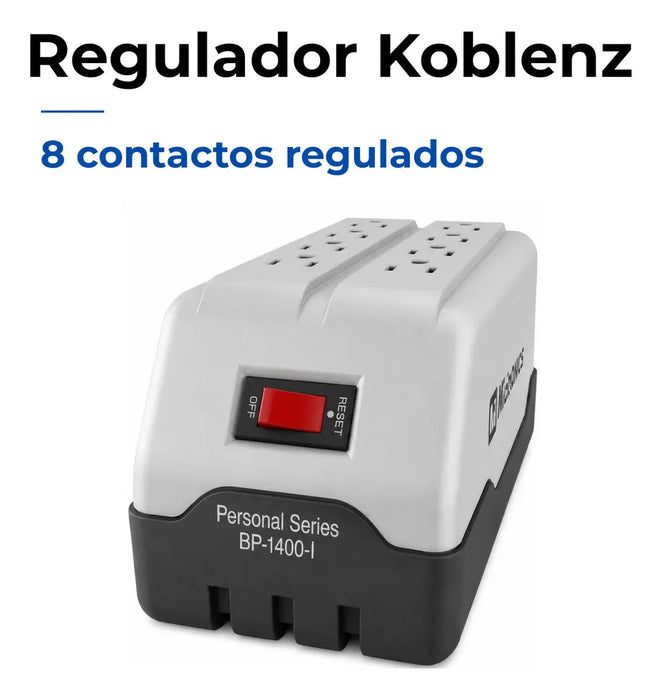 REGULADOR KOBLENZA PARA COMPUTADORA TELEVISIÓN, 8 CONTACTOS BLANCO GRIS GRDO B