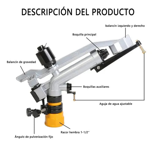 Cañón Aspersor Jardin Aspersor Riego Agrícola 1-1/2 R-18-36m GRADO B