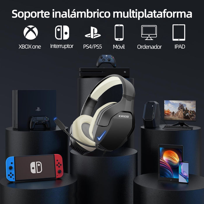 Audífonos Gamer Para Xbox Pc Ps4 Krios K10 Con Microfono Y Led Rgb Color Negro