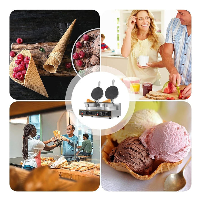 MÁQUINA DE CONOS DE HELADO CON MARQUESITAS DOBLE GRADO B - TiendaKomet México