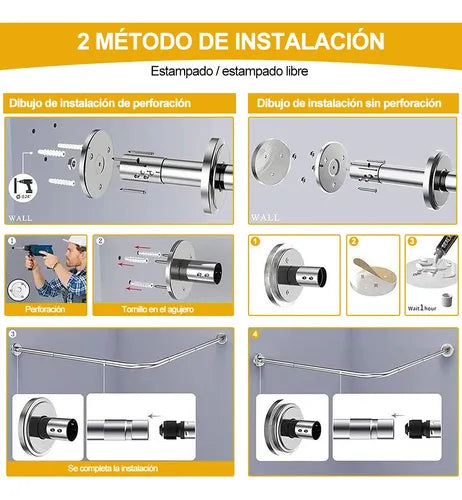 tubo cortinero para baño en escuadra barra de ducha 100-150 cm GRADO B