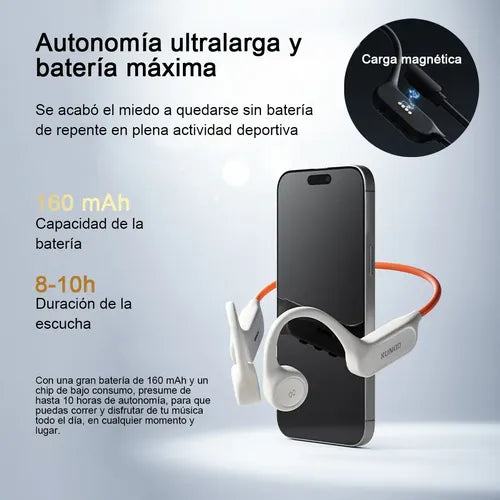 AUDÍFONOS CONDUCCIÓN Ã?SEA XUNDD B010 BLUETOOTH IP68 NATACION NARANJA / 32GB SD