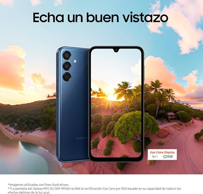 TELÉFONO CELULAR SAMSUNG GALAXY M15 5G, 6000 MAH, CÁMARA TRIPLE DE HASTA 50 MP, 128 GB, AZUL OSCURO