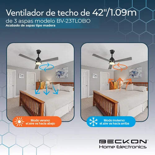 48'' Lampara Ventiladores De Techo Con Control Remoto