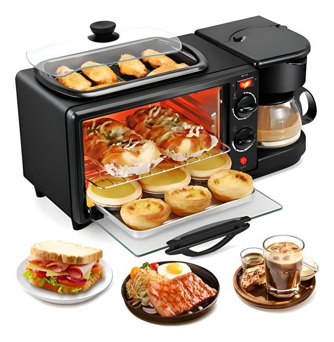 3 EN 1 HORNO TOSTADOR PARA DESAYUNO CON CAFETERA GRADO A