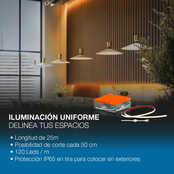 TIRA LED LEDVANCE 2835 25M ELIMINADOR 93149 BLANCO CÁLIDO GRADO A