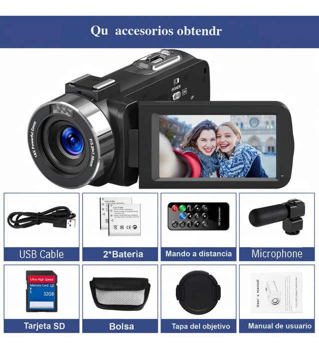 VIDEOCAMARA 4K CAMLEKOR VISIÓN NOCTURNA ZOOM DIGITAL 18X GRADO B