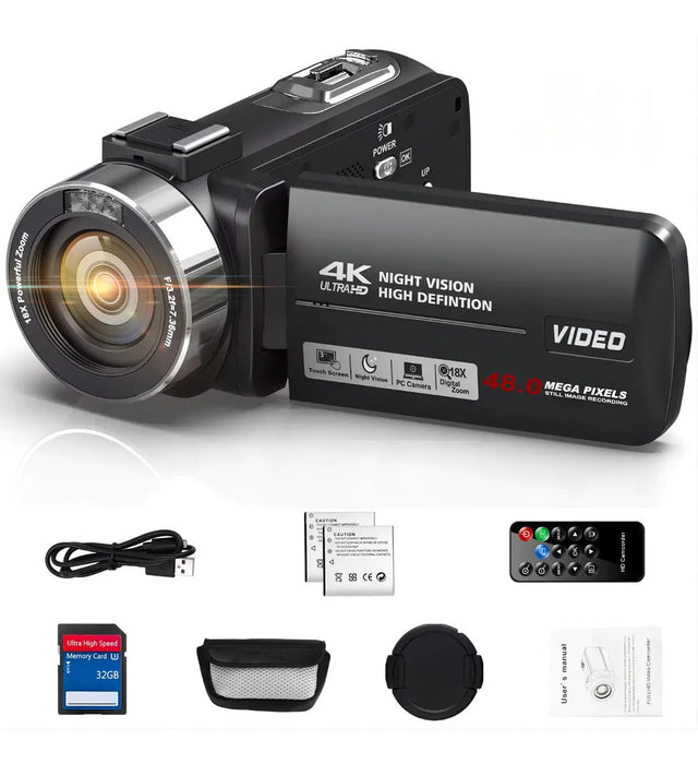 VIDEOCAMARA 4K CAMLEKOR VISIÓN NOCTURNA ZOOM DIGITAL 18X GRADO B