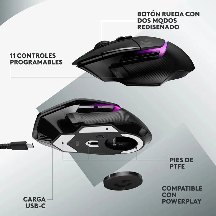 MOUSE GAMER INALÁMBRICO LOGITECH G SERIE G G502 X PLUS BLACK GRADO B