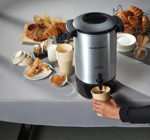 Cafetera Hamilton Beach Gran Capacidad 45 Tazas Color Aluminio Acero Inoxidable GRADO C