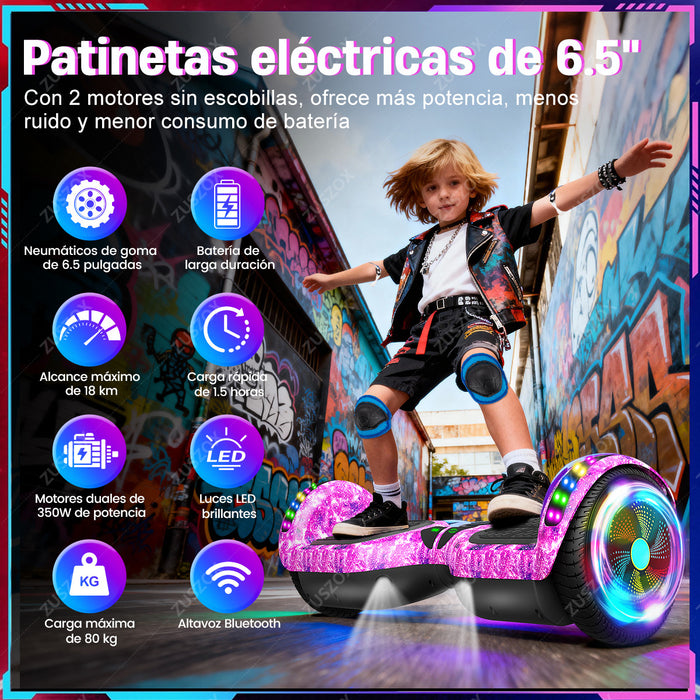HOVERBOARD SKATE ELÉCTRICO PATINETE CON BLUETOOH Y LUZ LED GRADO B