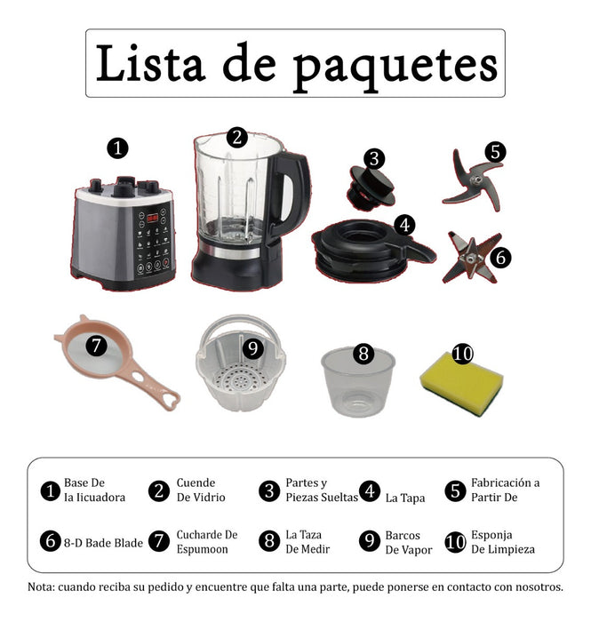LICUADORA MULTIFUNCIONAL 20EN1 800W VASO DE LICUADORA 1.75L GRADO A