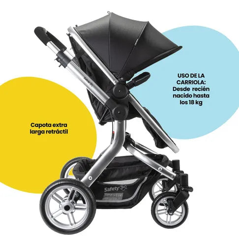 Carriola Sistema De Viaje Safety 1st Legacy Negro Color Del Chasis Plateado GRADO B