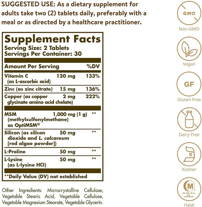 Skin, Nails & Hair, Advanced Msm Formula, 120 Tabs Sin Sabor GRADO B