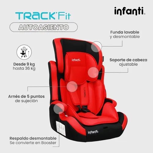 Infanti Autoasiento Para Bebe Track Fit Rojo Booster Respaldo Desmontable
